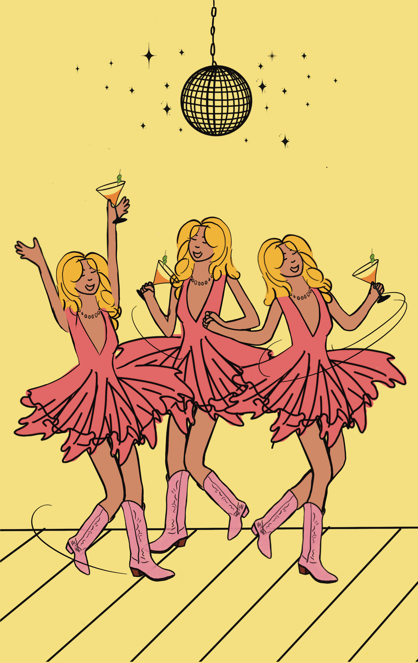 Disco Babe Dancing Art Print