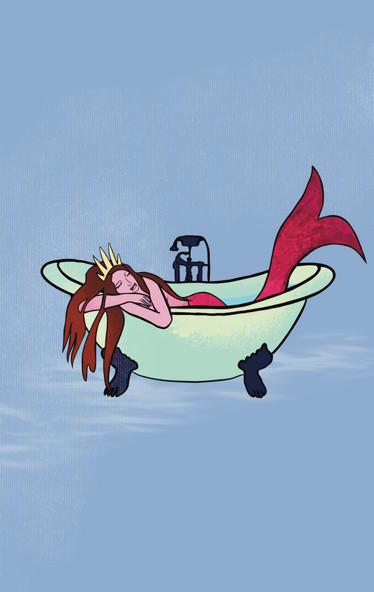 Mermaid Taking a Bath Art Print